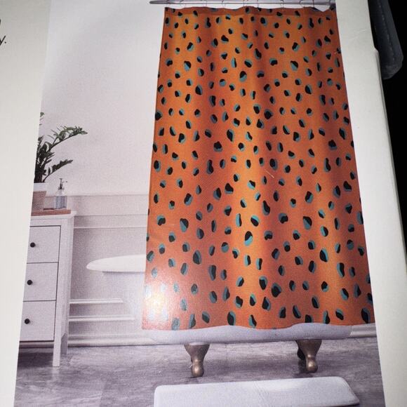 NWT Society6 Funky Cheetah Shower Curtain 68 x 72" Pretty Pop Elisa Bell - Picture 1 of 5